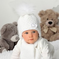 Detské čiapky zimné novorodenecké - kojenecké - dievčenské so šálikom - model - 1/782